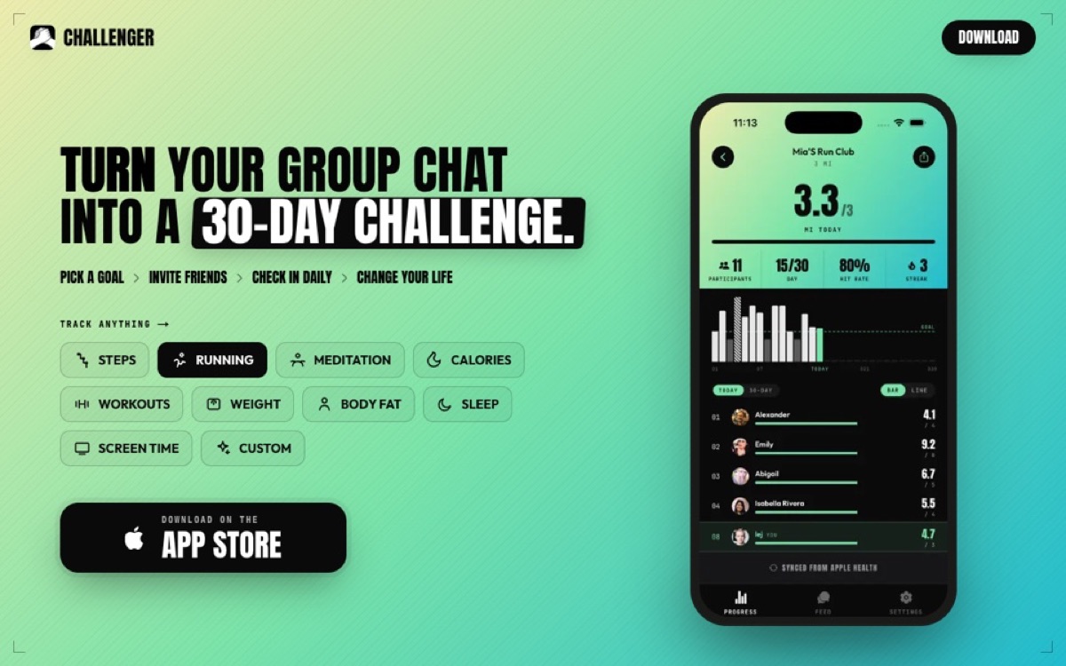 Challenger app screenshot